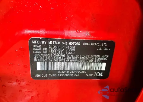 2018 Mitsubishi Mirage G4 Es from USA, damaged, VIN ML32F3FJ8JHF00389